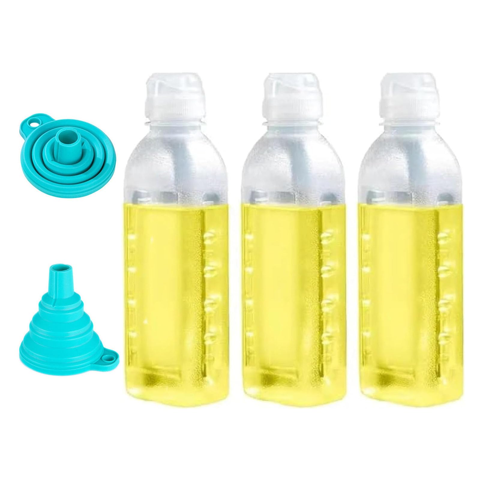ALMEKAQUZ Squeeze Bottle Oil Dispenser 3 pack 500ml 16oz Kitchen Oil Bottle with Lids and Funnel,Multiple Plastic Storage Bottle Leakproof Options For Sauce Ketchup Oil Honey Useful For Kitchen