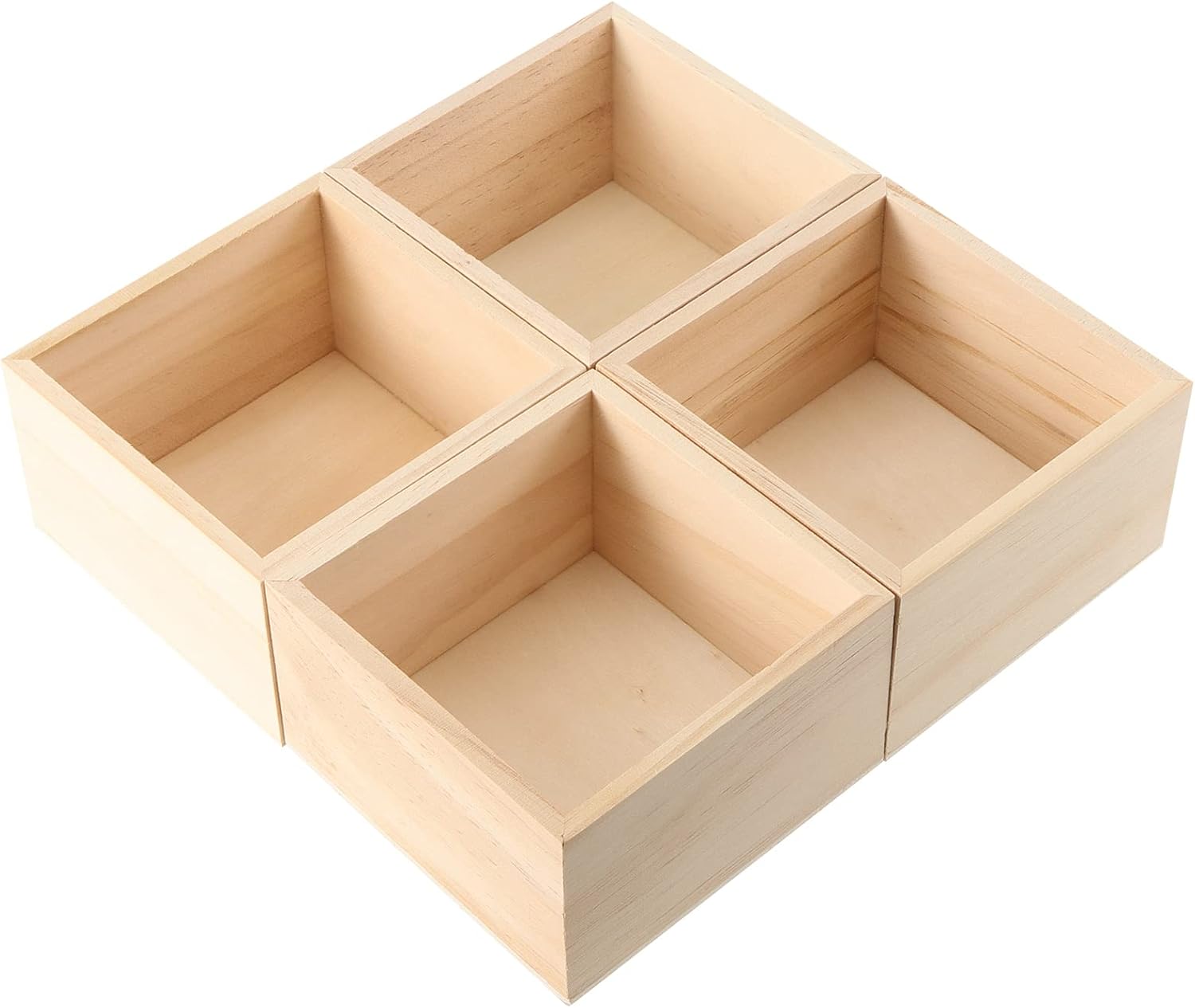 SINJEUN 12 Pack 4" x 4" Rustic Wooden Box Unfinished Small Wooden Box Wood Square Organizer Container for Crafts, Storage, Home Decor, Centerpiece, Party Supplies