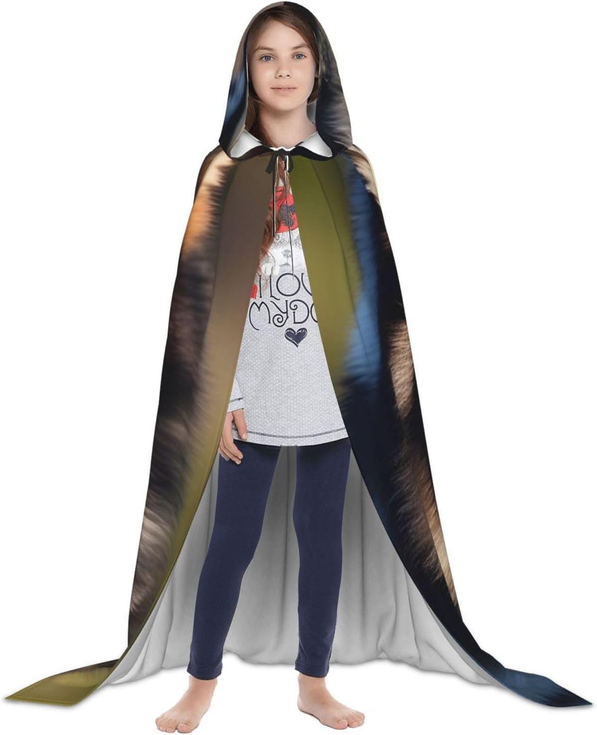 Lovely husky print Wizard Hooded Robe Medieval Cape Renaissance Cloak for Men Women Halloween Costume