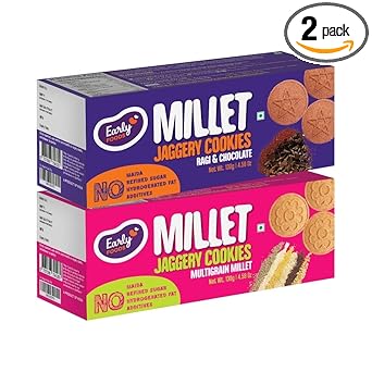 Early Foods-Biscuits Combo Pack-Multigrain Millet & Ragi Choco Jaggery Assorted Cookies (2 X 130) Sugarfree Biscuits For Kids & Adults ,260 Grams - image, photos