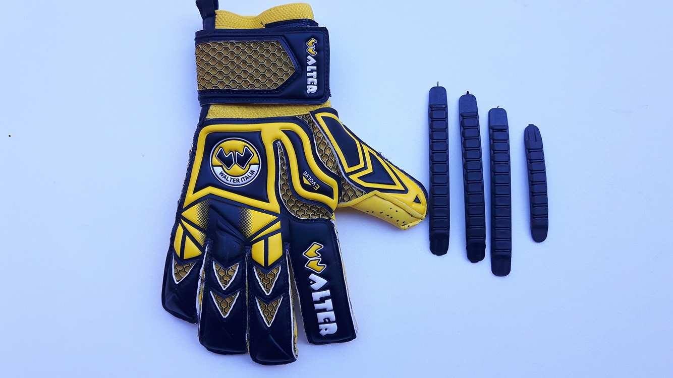 WALTER Guanti Portiere Professionale, calcio, modello Tiger con stecche. (Giallo, 9)