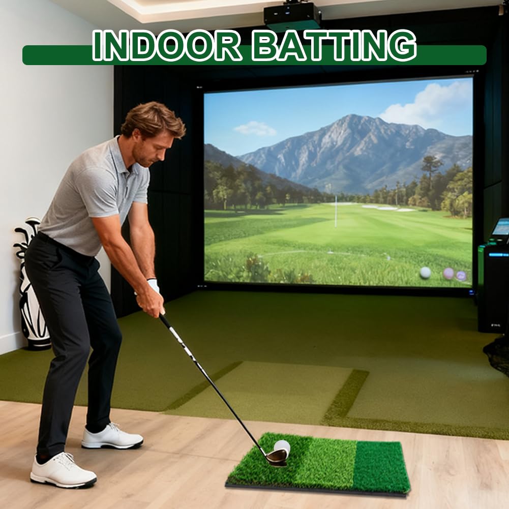 Tappetino da golf 3 in 1, 60 x 30 cm, con Lie strette, Rough e Fairway, per interni ed esterni, tappetino portatile da golf per guida, scheggiatura e allenamento