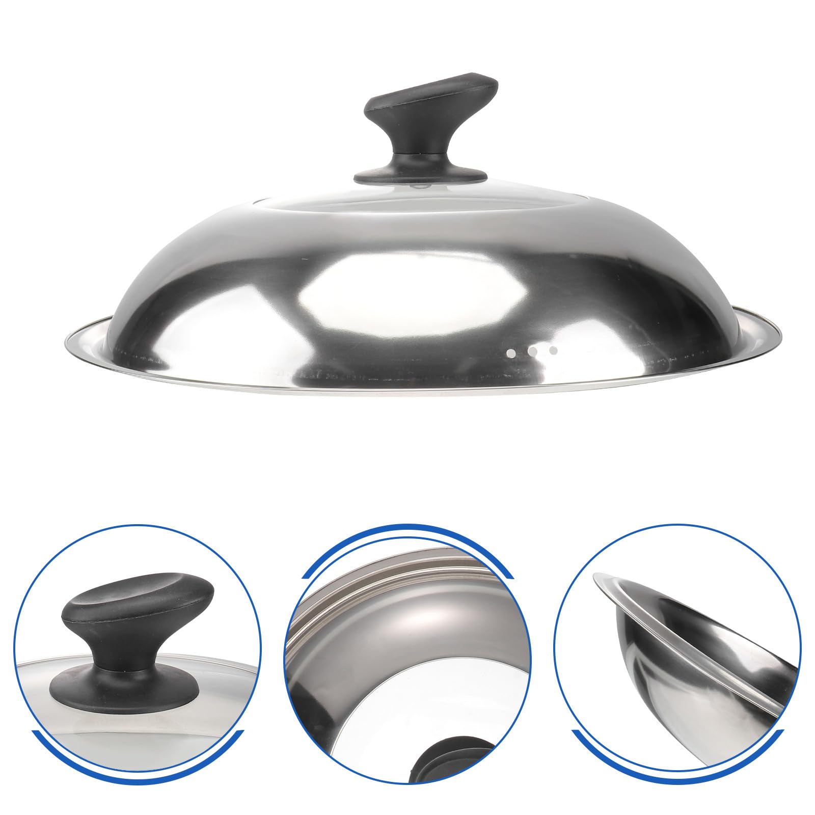 Coperchio Antipolvere e Antiproliferazione per Pentola Argento in Inossidabile Design e Resistente, per Cucina e Wok
