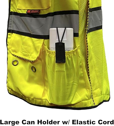 Miniatura 8 de 3C Products Premium Heavy Duty ANSI Class 3 Surveyor's Vest wPadded Collar, Tablet Pocket, Can Pocket & Large Back Pocket