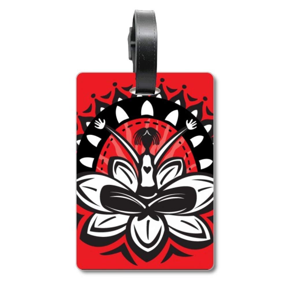 Étiquette d'identification pour valise au motif lotus design épuré