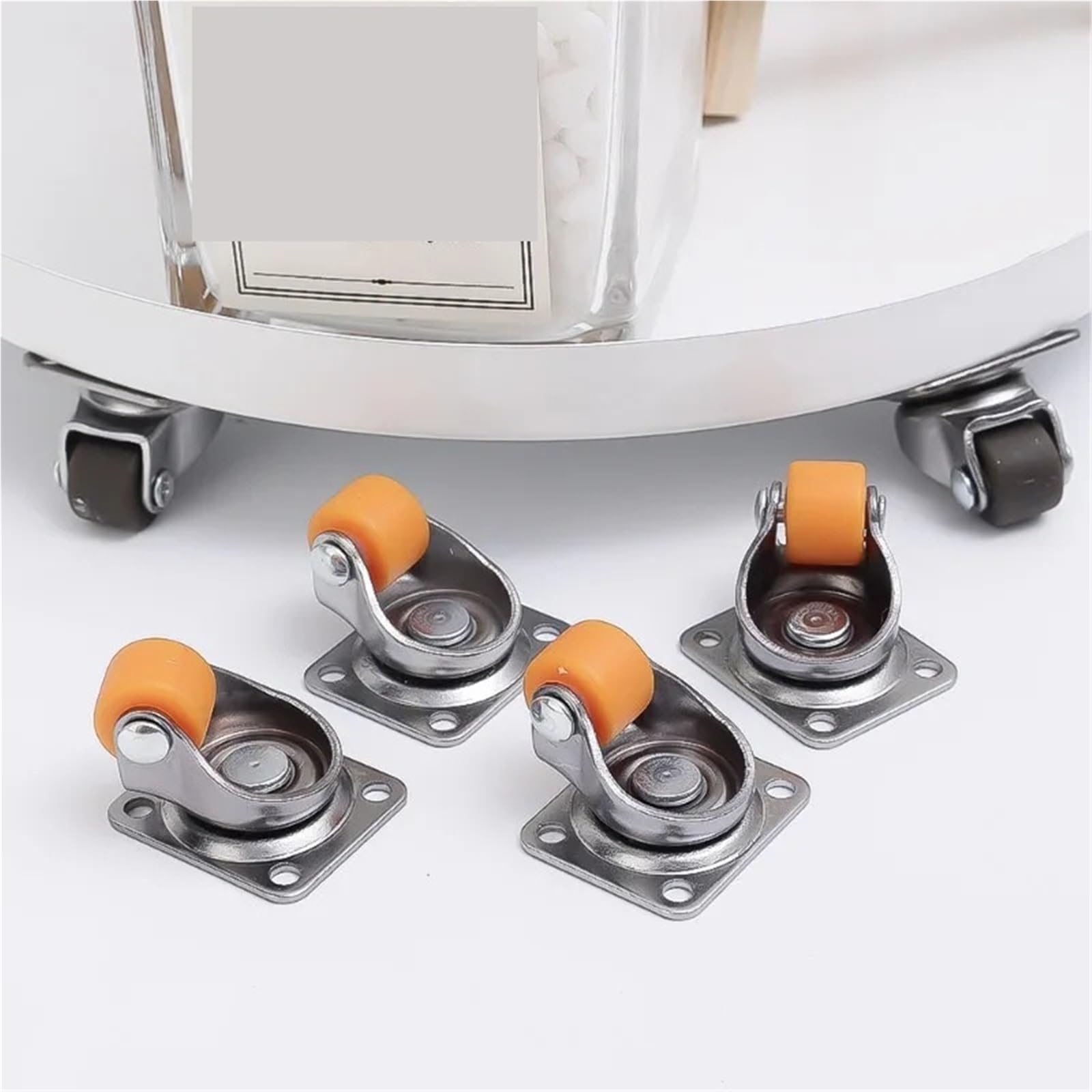 Universelle Möbelrolle mit weichem Gummi, 360° drehbarer Riemenscheiben-Hardware(Brown,24PCS)