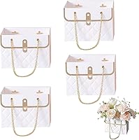 Vista 10 de NADUSEP 4 piezas de bolsa de regalo de papel con flores, cubo de almacenamiento de ramo, bolso de floristería con cadena de metal, bolsa