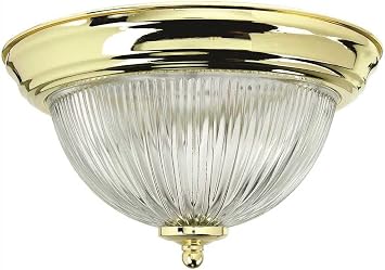 MONUMENT Holophane Dome Ceiling Fixture, Polished Brass, 11-3/8 in., Uses 1 60-Watt Base Lamps-2487024