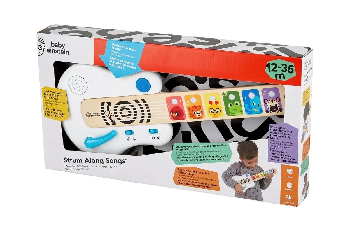 Baby Einstein Chitarra Giocattolo Touch per Bambini 12-36 Mesi – Chitarra Musicale Interattiva con Luci, Melodie e Tecnologia Touch Cap