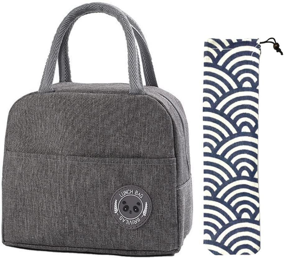 Borse per il pranzo da donna, isolate, per adulti, borsa termica resistente all'acqua, a prova di perdite, organizer per il pranzo per bambini, ragazze, uomini, lavoro, picnic, grigio