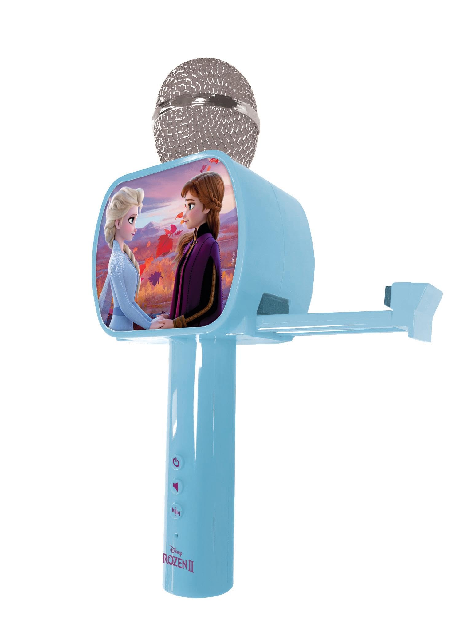 Lexibook Frozen 2 Elsa Anna Olaf Microfono Bluetooth® con Funzione commutatore vocale, Porta-Telefono Retrattile Incluso, Altoparlante Incorporato, Blu, MIC240FZLXB