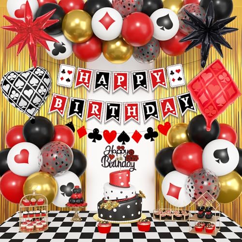 Image of Ouddy Life 103Pcs Casino Night Vegas Themed Birthday Party Decorations