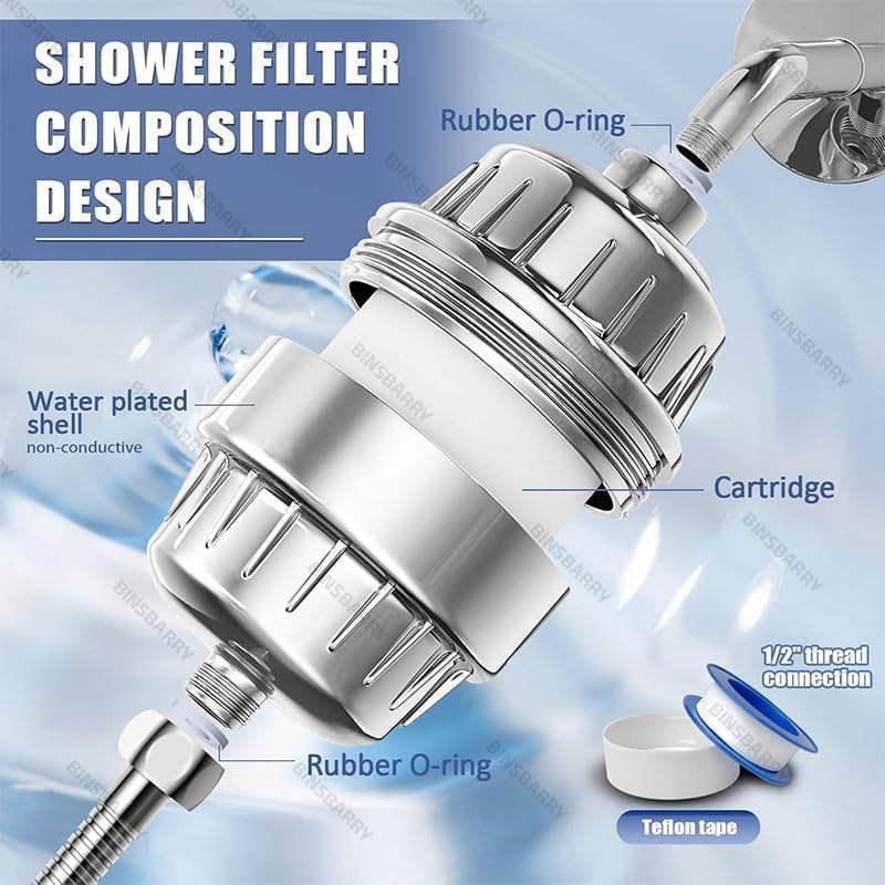 Image of WEAQUA CB-20 PRO Shower & Tap Water Filter with 20-Stage Filtration | Hard Water Softener for Bathroom Use | Improves Skin And Reduce Hair Fall | Removes Chlorine & Impurities (Chrome, Pack Of 1)