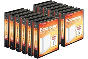 Cardinal Economy Non-Stick 3-Ring Binders, 1.5" Round Rings, 90630 Black (12 per box)