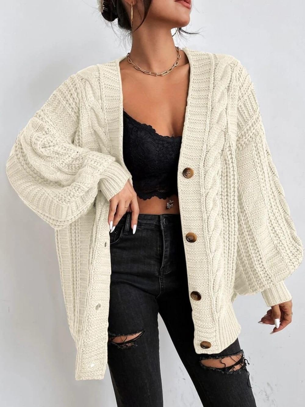 Fabienne Chapot vest antiek cremewit grof gebreid Fabienne Chapot vest antiek cremewit grof gebreid