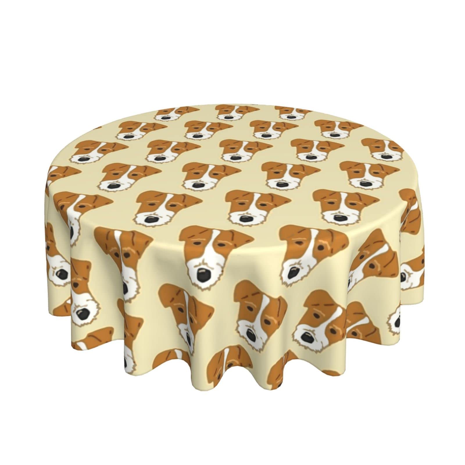 Aooedm As Pic Wire Fox Terrier Browns Tans Bieges Round Tablecloth | 60 Inch Dia | Circular Table Cover | Tabletop Decoration | Dustproof Wrinkle | Buffet Table, Parties,Holiday Dinner