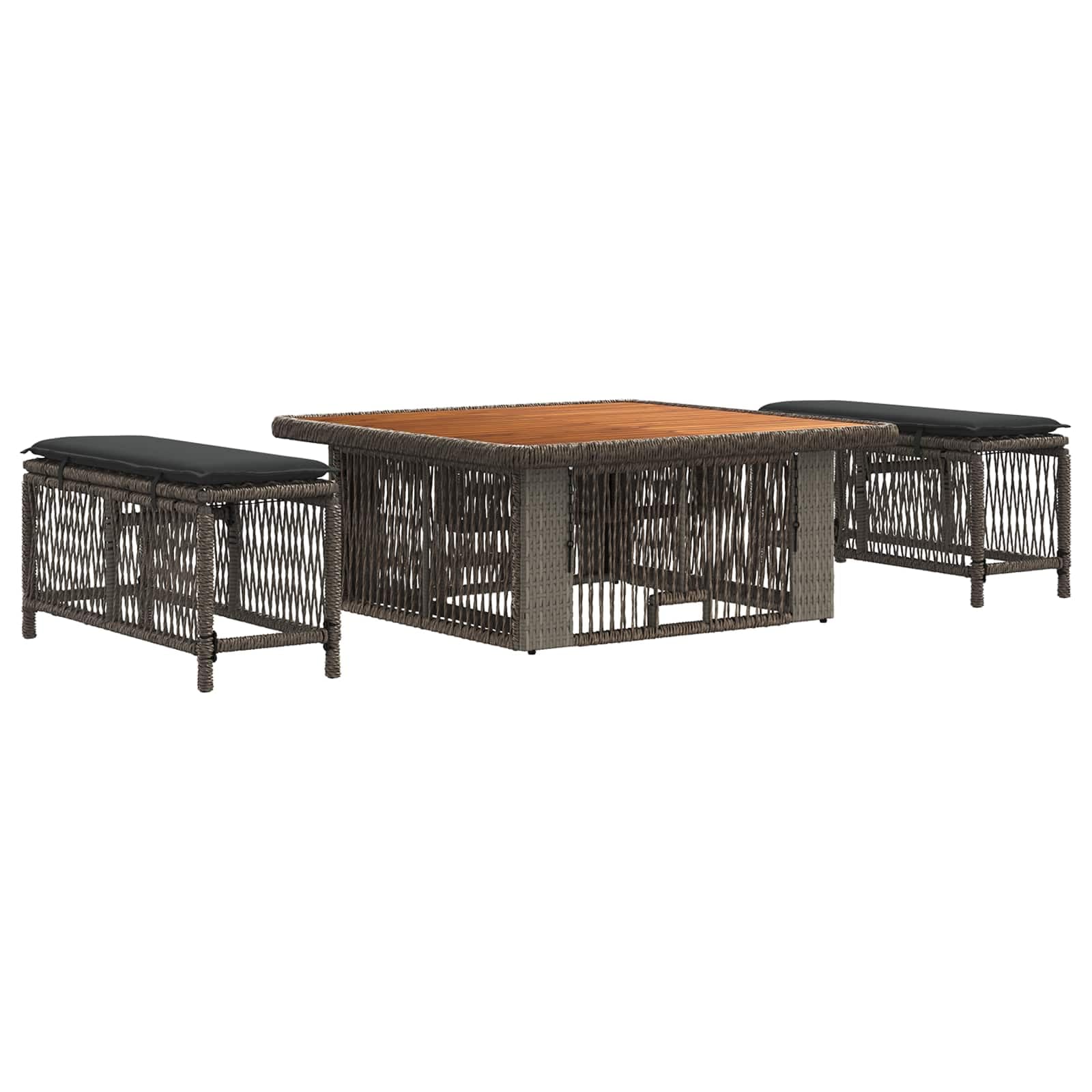 Ensemble de salle à manger pour jardin 3 pcs meubles modernes gris