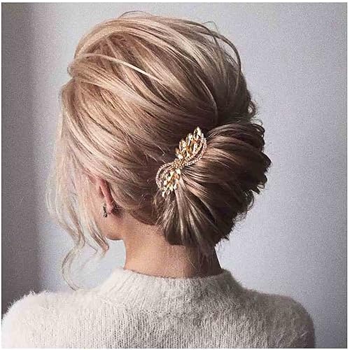 Rhinestone Wedding Hair Clip Barrette Gold Crystal Hair Barrette Shine