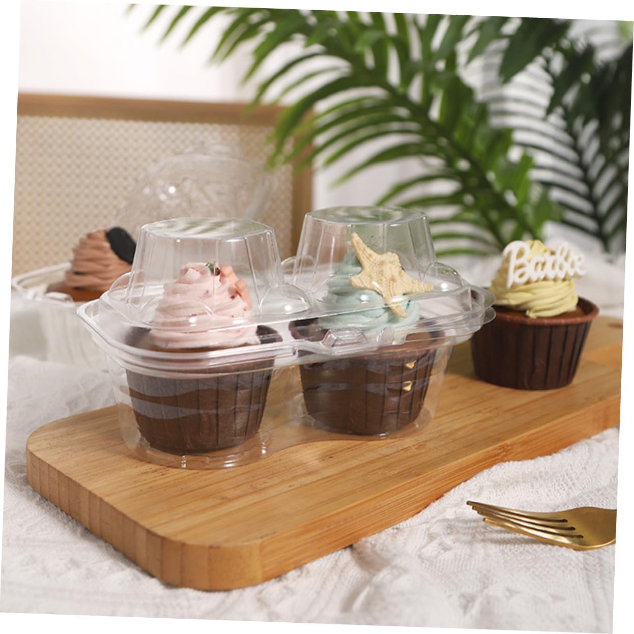 Ciieeo 50pcs Transparent Muffin and Cake Storage Box Food-grade Dessert Containers for Bakery Easy Assembly Cupcake Packaging for Parties and Events