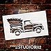 Little Red Truck Christmas Tree Stencil by StudioR12 | for Painting Wood Signs | Vintage Nostalgic Holiday Home Decor | Rustic Old Fashioned Holiday | Choose Size (12