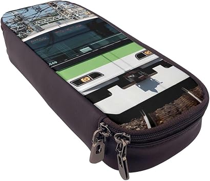 Large Capacity Pencil Case, Stylish, Pen Pouch, Japanese Railway, Train Pattern, Pencil Bag, For Students, For Working People, Multifunctional, Black, Stationery Bag, Cute Pen Box, Storage Bag, For