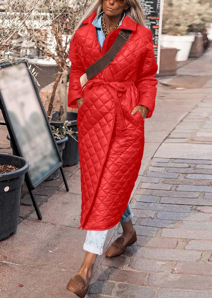 ORANDESIGNE Cappotto Donna Piumino Giacca Calda Cappotti Lungo Elegante Piumino Invernale Giubbotto Lungo con Cintura