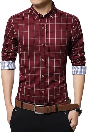 Coevals Club Chemise Homme Manches Longues Casual Boutons-Pression Unis
