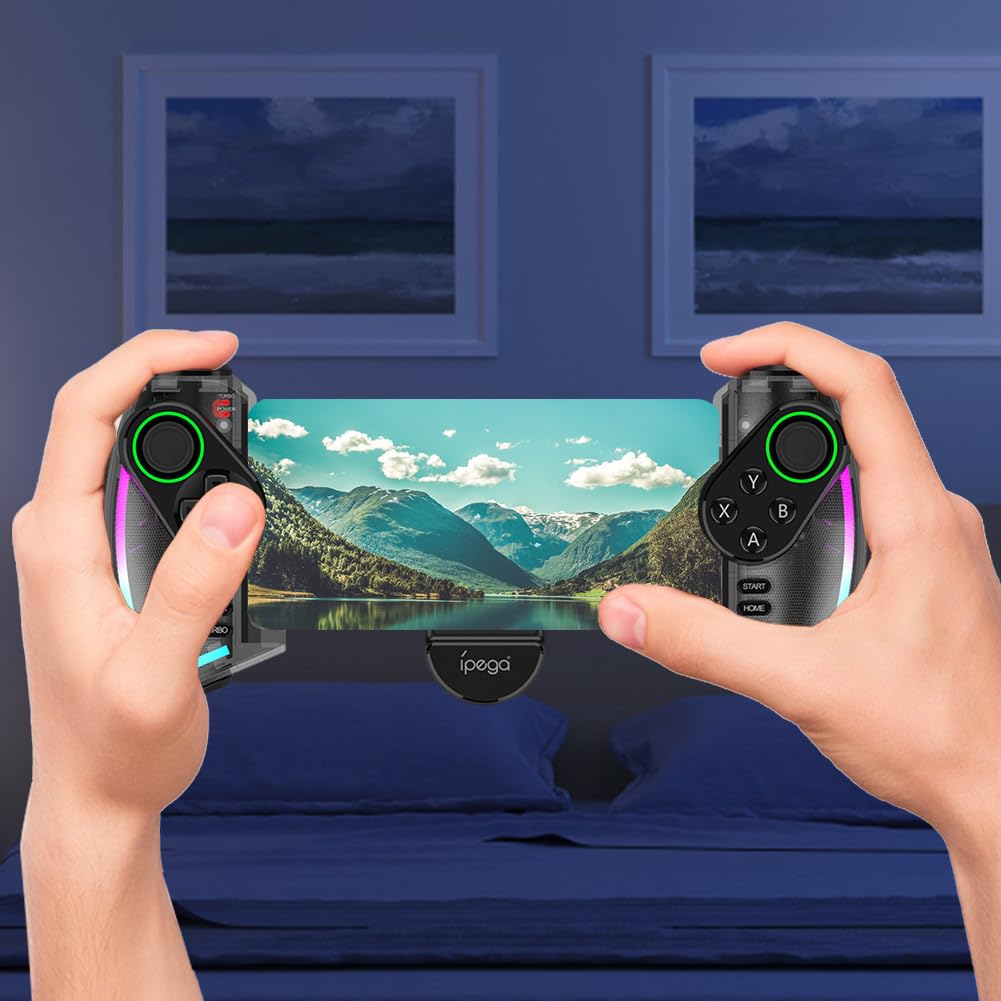 JUCHRZEY Controlador extensible con luz RGB Vibración lineal Controlador móvil BT inalámbrico Gamepad Controlador de juegos móvil para Switch para Android/iOS Tablet Teléfono inteligente PC