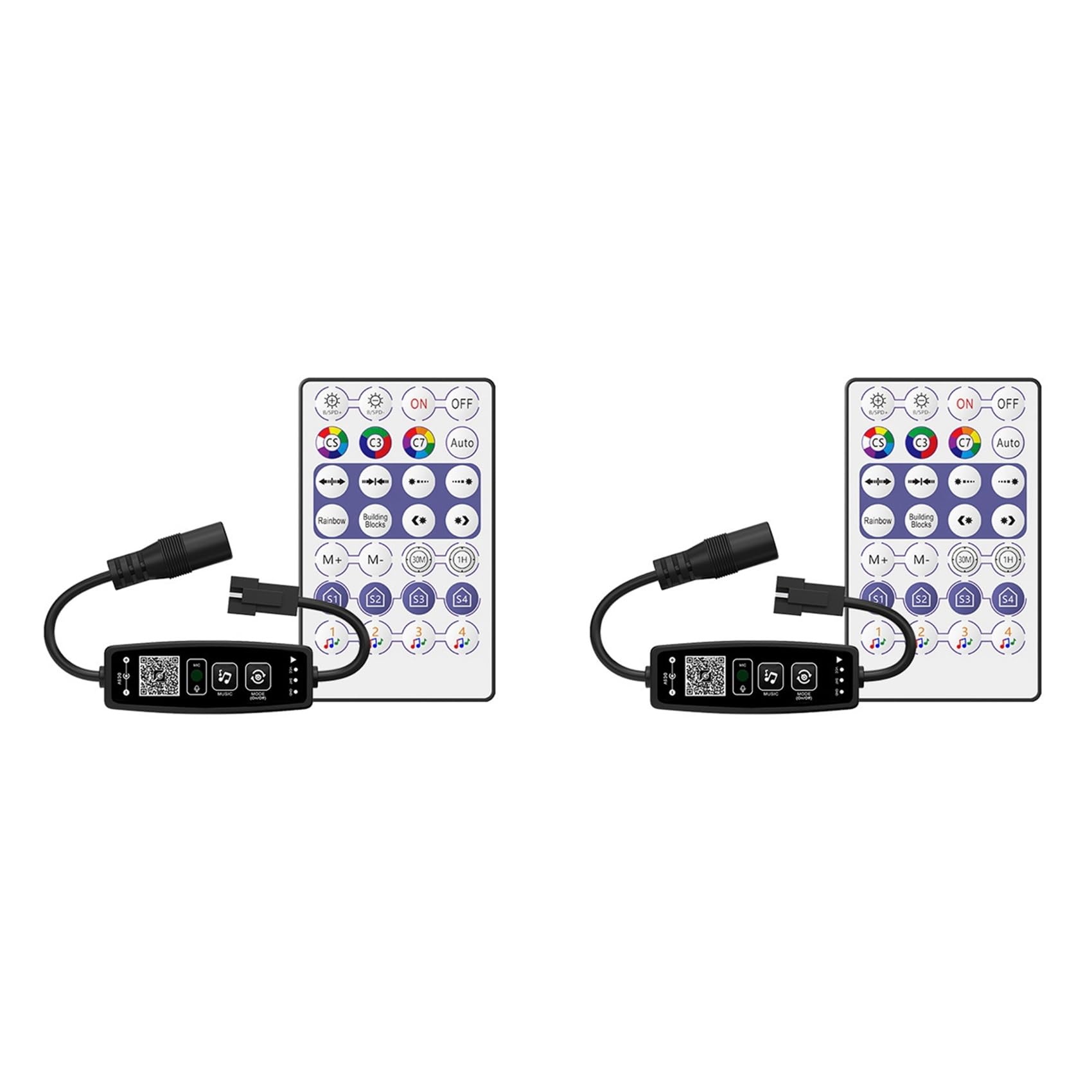 Wesafrae Light 2X Ws2811 Ws2812b Led Controller Bluetooth Music 28Keys Remote For Individual Addressable Rgb Strip Dc12v-24V