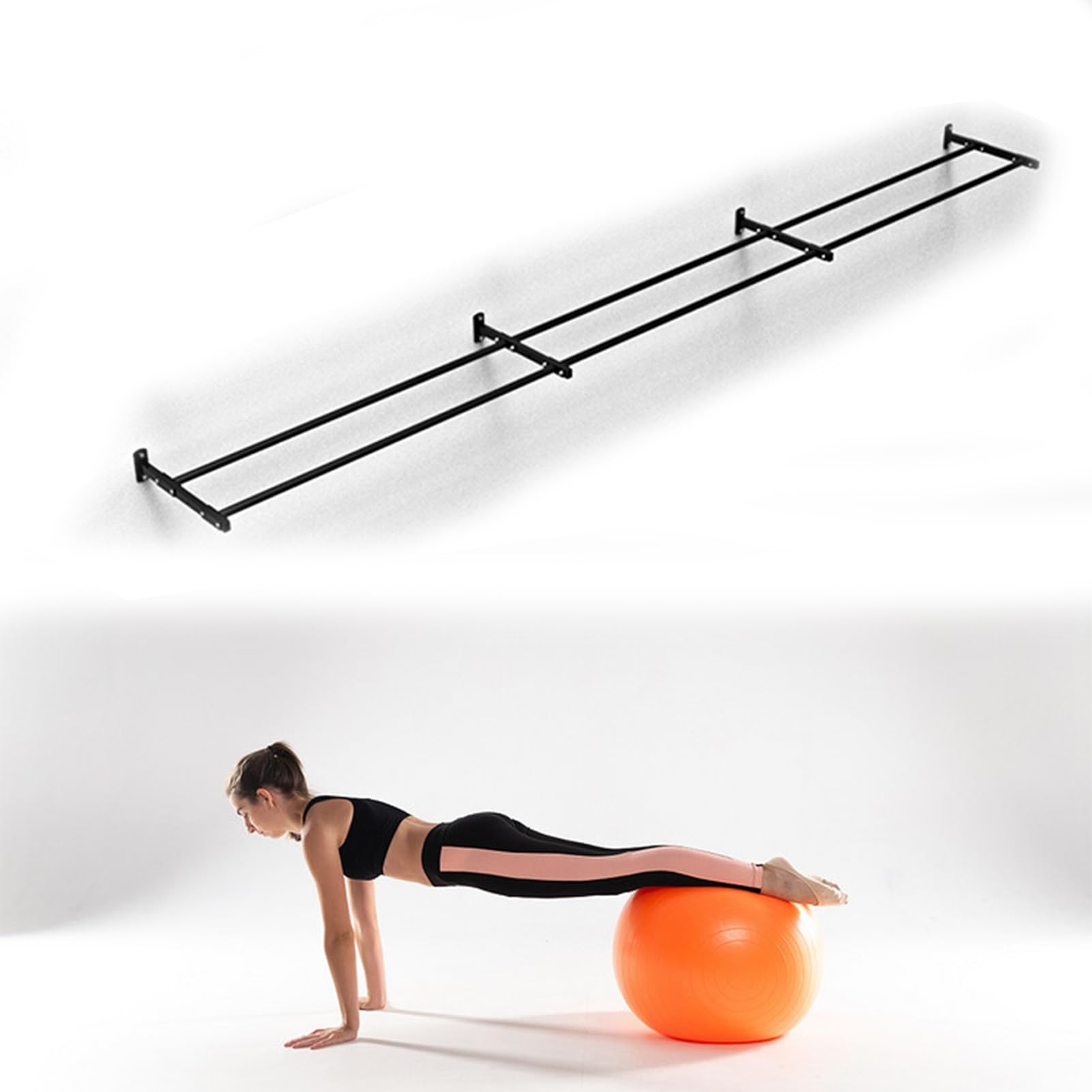 Supporto da Parete per Palla da Yoga, Larghezza Regolabile, Extra Lungo, per riporre Attrezzi da Palestra, per Palla da Fitness/Palla Medica(L 550cm(216 1/2)