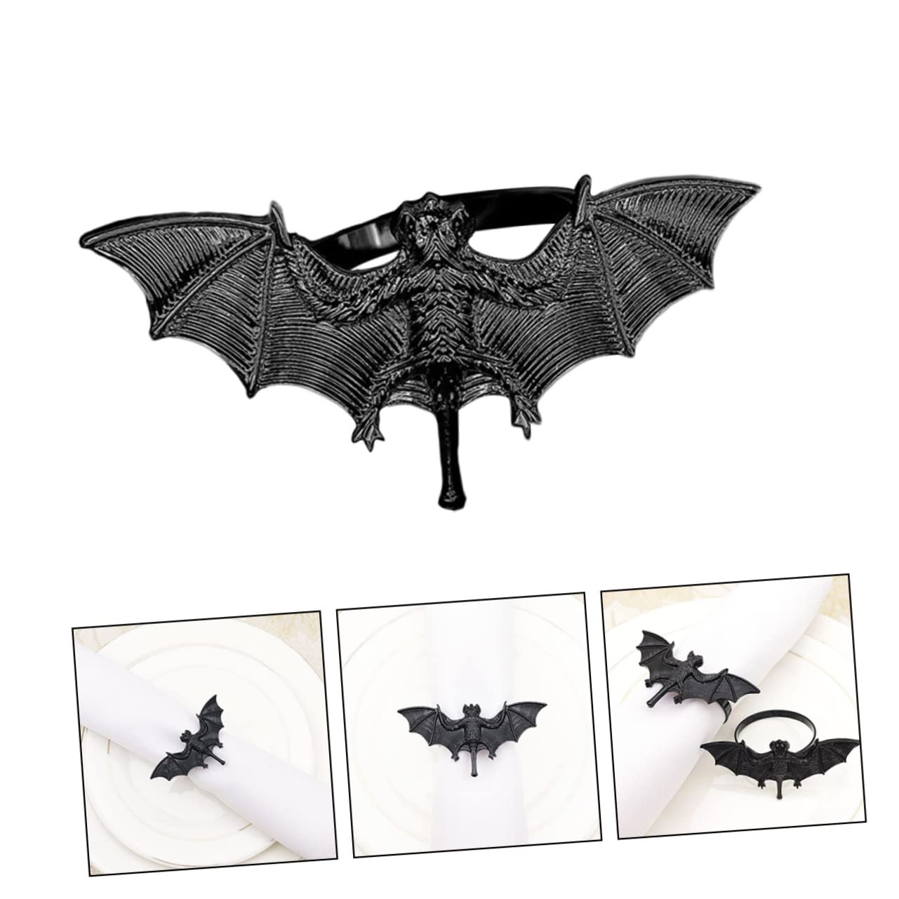 SHOWERORO 16stücke Spooky Bat Napkin Gruselige Fledermaus Tischdeko Für Halloween Und Festlichkeiten Und Kreative Serviettenringe Legiertem Material