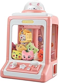 Baoblaze Claw Machine 10 Balls, Girls Grabber Doll Clip, Electric Claw Machine DIY for Children, Pink