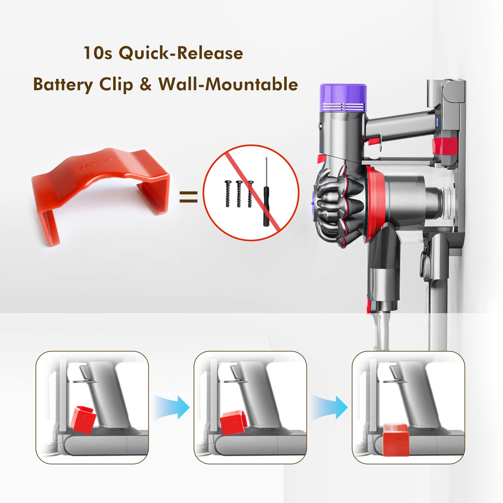 Rated 86.4Wh V8 Battery for Dyson 33% More Energy Fits SV10 | Rated 86.4Wh stored energy; about 33% above a typical 65Wh original battery product thumbnail 3