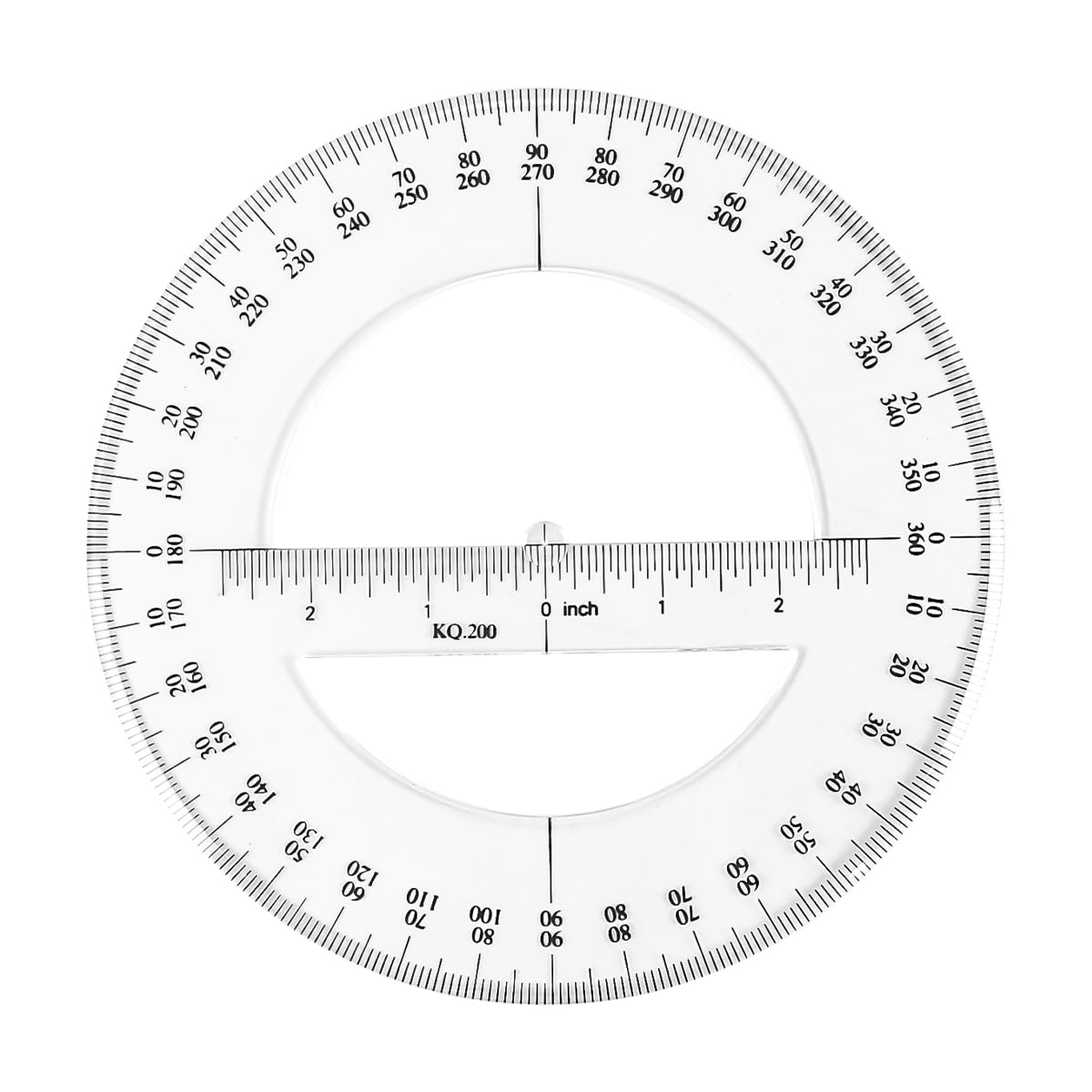 Muiltvoe 360 Full Circle Protractor 20cm Plastic Math Measuring Tools Round Protractors Ruler Full Midround Angle Protractor For Classroom Office Transparent
