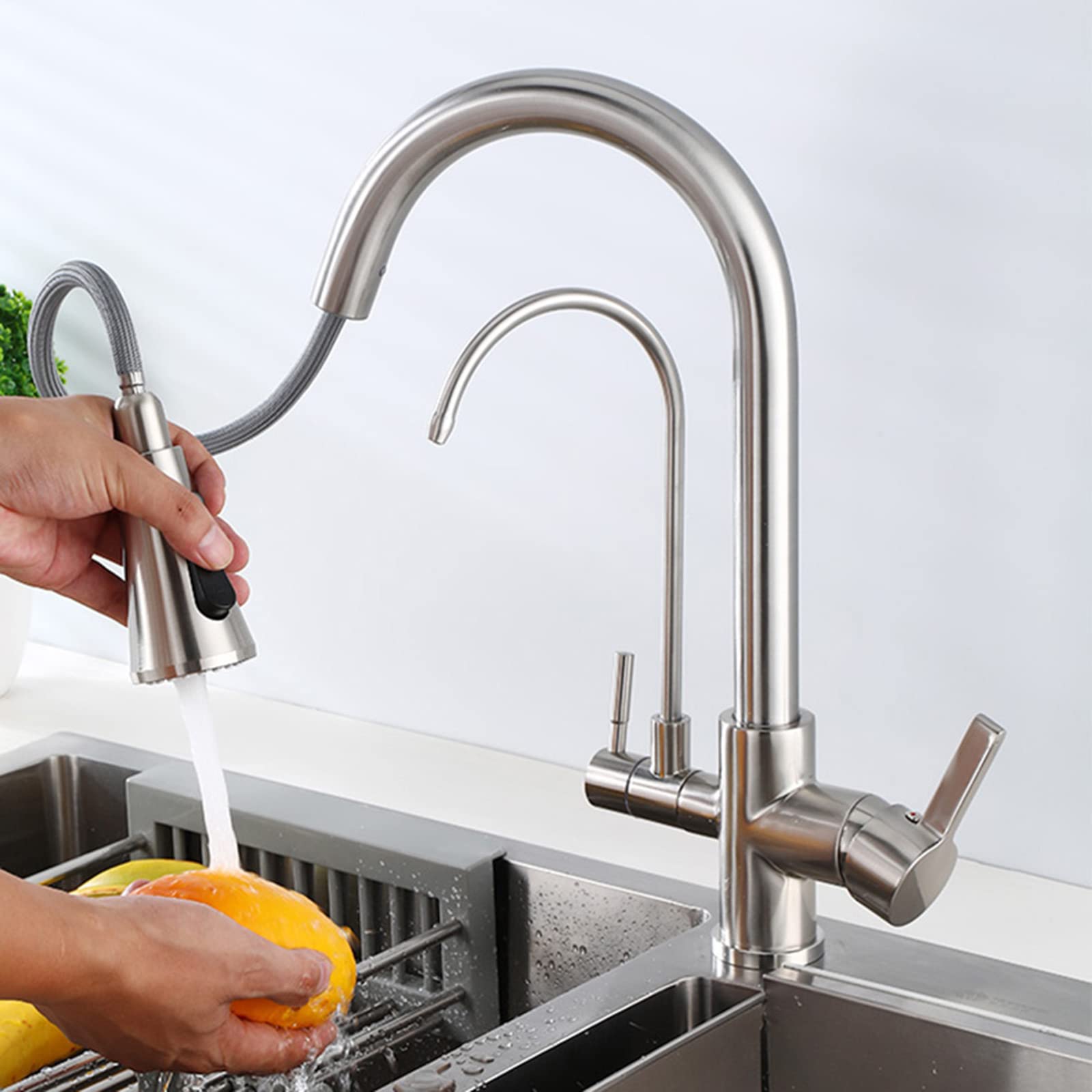 Robinet de cuisine à 3 voies eau potable chaude et froide