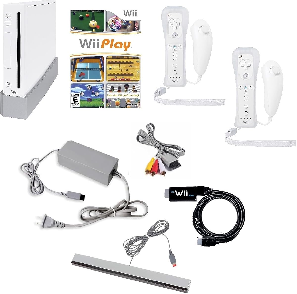 Paquete de consola Wii (blanca) con juego Wii Play (2 jugadores) -Smart TV Ready (renovado)