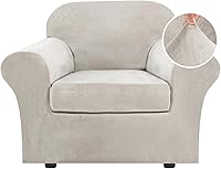 Vista 95 de H.VERSAILTEX - Funda elástica para sofá de 2 piezas, funda protectora de terciopelo, suave, con parte inferior elástica, para sofá con brazos con un