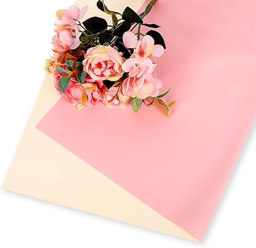 Miniatura 2 de Whaline 50 piezas de papel de regalo de flores de doble color, negro, blanco, rosa, impermeable, papel de ramo de flores, papel de embalaje de