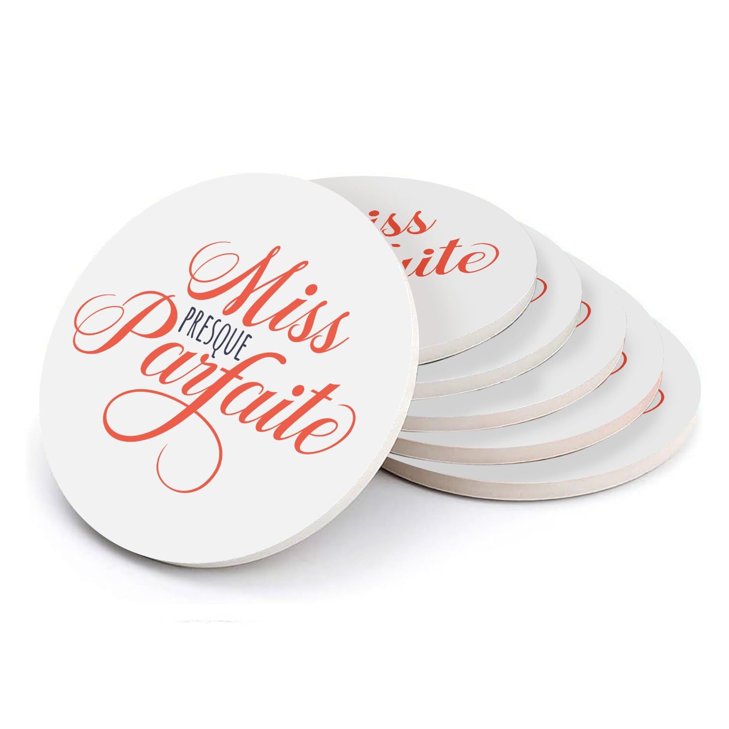 Sous verre ronds en céramique Miss Presque Parfaite cadeau copine