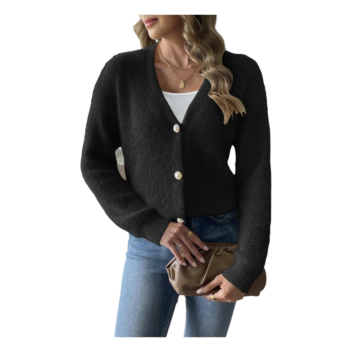 Maglioni da Donna Magi di Cardigan A Quattro Botton d'Autunno Inverno Invernale Femminile