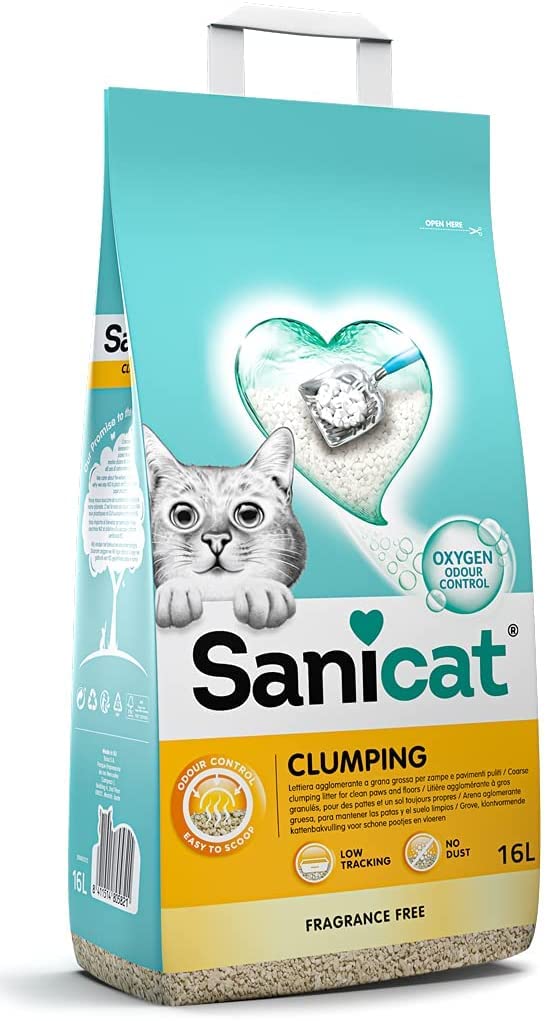 Sanicat PSANCLUN016L31 Clumping White Unscented 16L, 13,9 kg