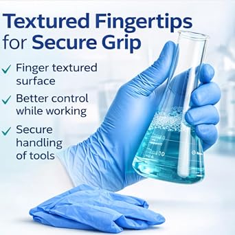 Gen X Nitrile Examination Gloves powder free, finger textured, medium - 100 gloves per box (medium, blue)