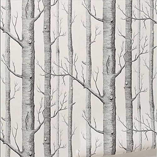 Black White Silver Birch Tree Pattern Wallpaper 20.9