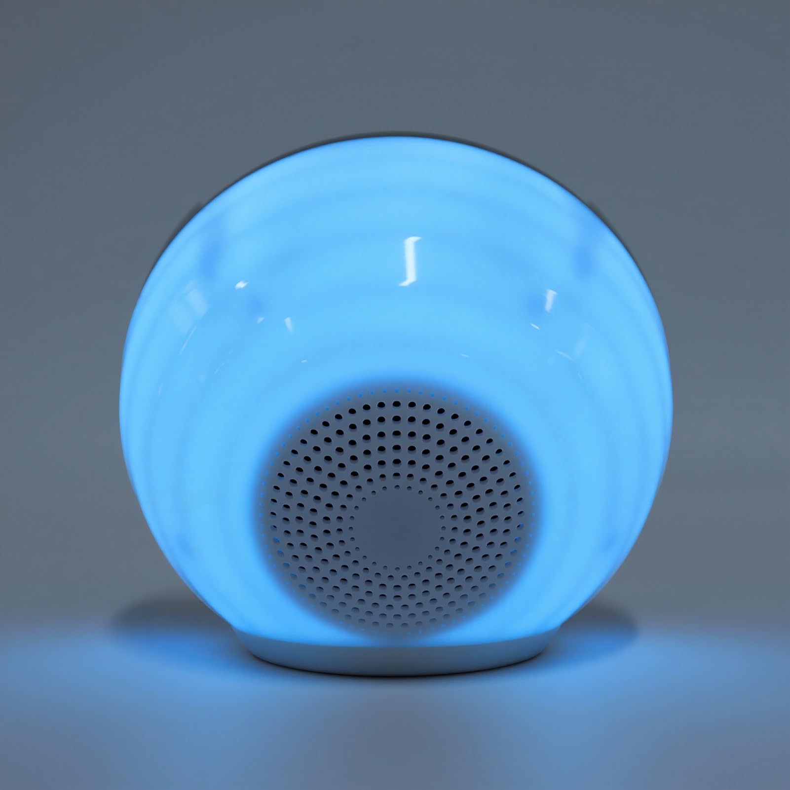 Jiawu Altavoz de Inducción con Soporte para Teléfono, 5.3 HiFi Bluetooth Sonido Envolvente de 360° Soporte para Teléfono con Luz Ambiental para Mesa de Inteligente, Soporta (White)