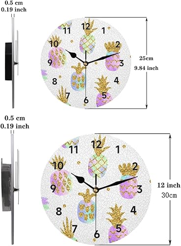 Miniatura 7 de Reloj de pared de piña degradado dorado con pilas, silencioso, sin tictac, moderno, para sala de estar, hogar, oficina, dormitorio, cocina, reloj de
