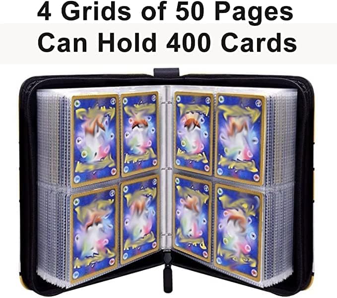 Miniatura 6 de Carpeta de tarjetas de baloncesto para 400 tarjetas, 4 bolsillos con 400 tarjetas de intercambio de tarjetas, funda para coleccionar béisbol,