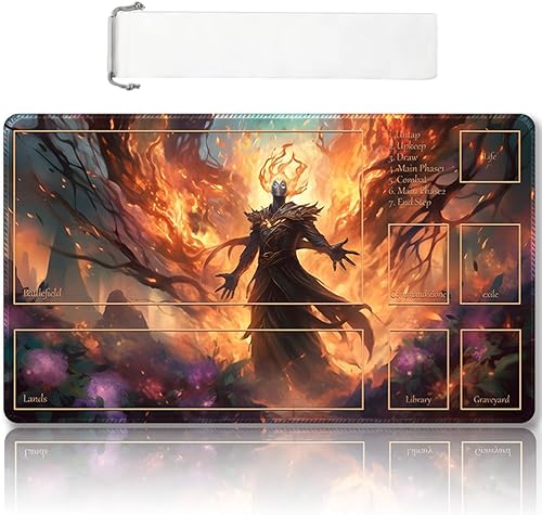 Vista 170 de Tapete de juego MTG cosido de alta calidad con zonas y parte trasera de goma antideslizante, tapete de juego TCG para MTG y otros juegos de cartas