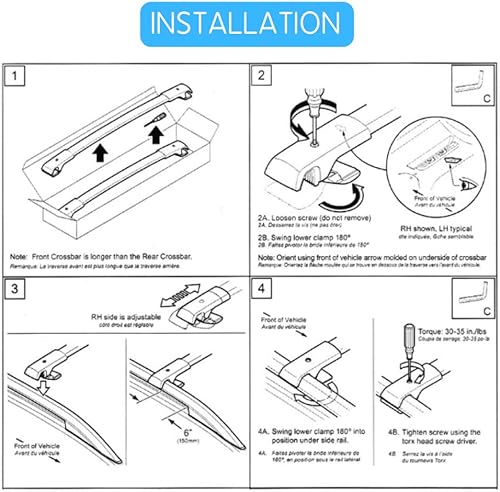 Miniatura 5 de Barras transversales para portaequipajes para Ford Bronco Sport 2020-2024 2025 (en carretera), rieles superiores, bolsa de transporte para equipaje,