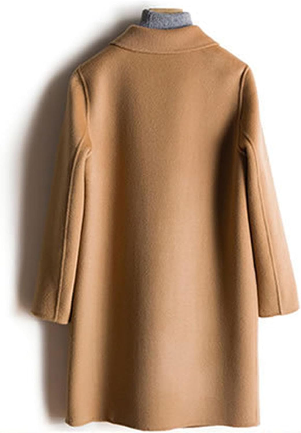 Maiyifu-GJ Women's Casual Wool Blend Trench Coat Lapel Collar Single Breasted Coats Long Overcoat Spring Fall Jackets