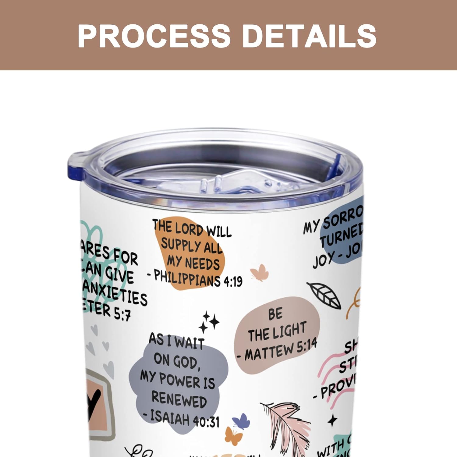 Christian Tumbler - Religious & Spiritual Gifts for Women, Bible Verse Coffee Mug 20oz - Image 3